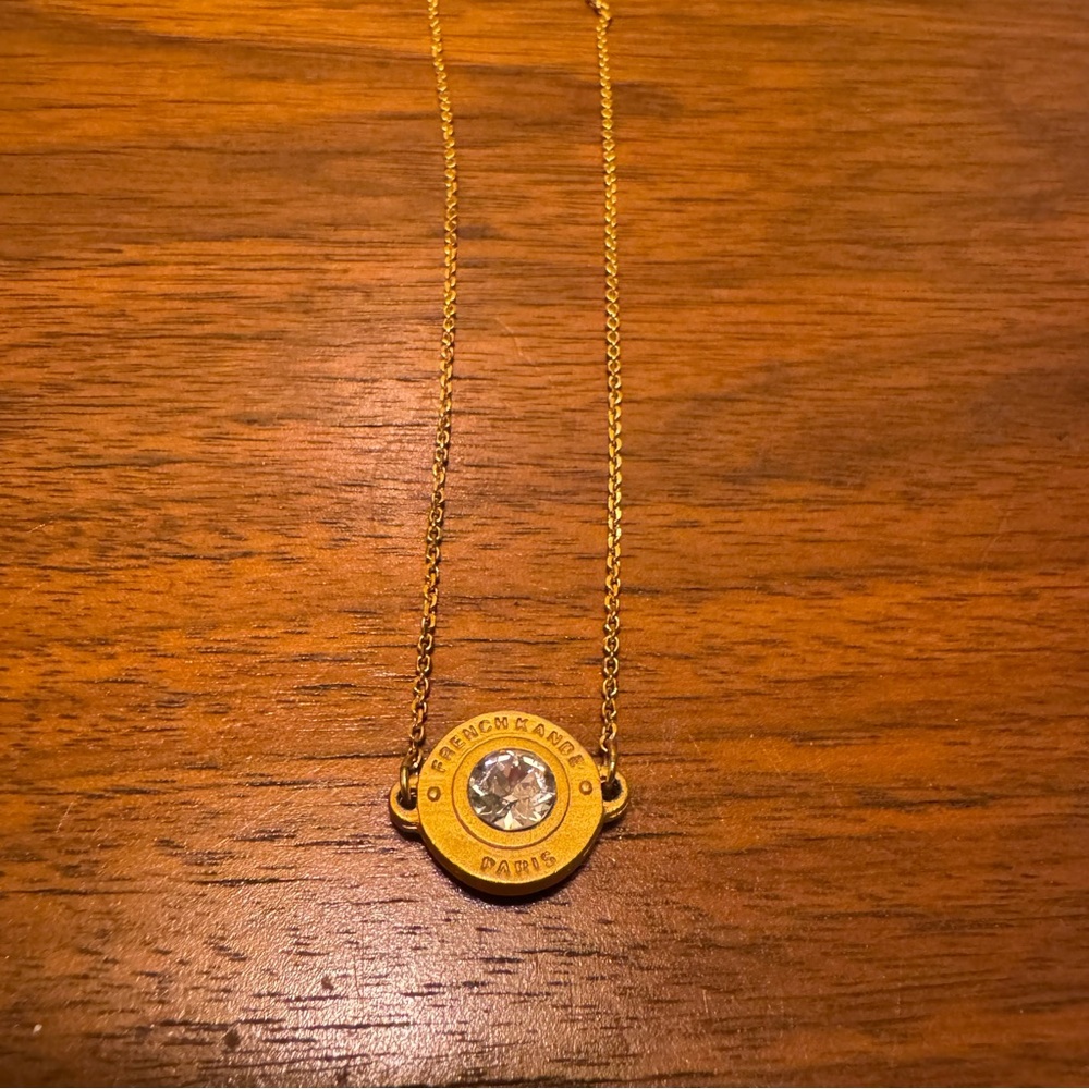 French Kande Annecy Birthstone Necklace Gold/Clear Swarovski Crystal - Picture 7 of 8